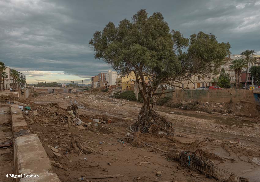 Bed of a ravine swept away by water